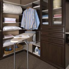 Linen Closet Design with Foldout Ironing Board